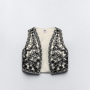 Zara embroidered quilted vest